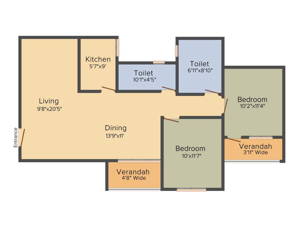 Indicon Neer Apartment (2BHK+2T (1,310 sq ft) 1310 sq ft)