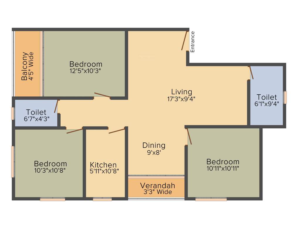 Indicon Neer Apartment (3BHK+2T (1,381 sq ft) 1381 sq ft)