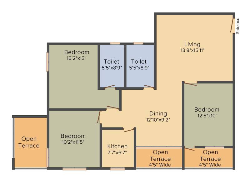 Indicon Neer Apartment (3BHK+2T (1,384 sq ft) 1384 sq ft)