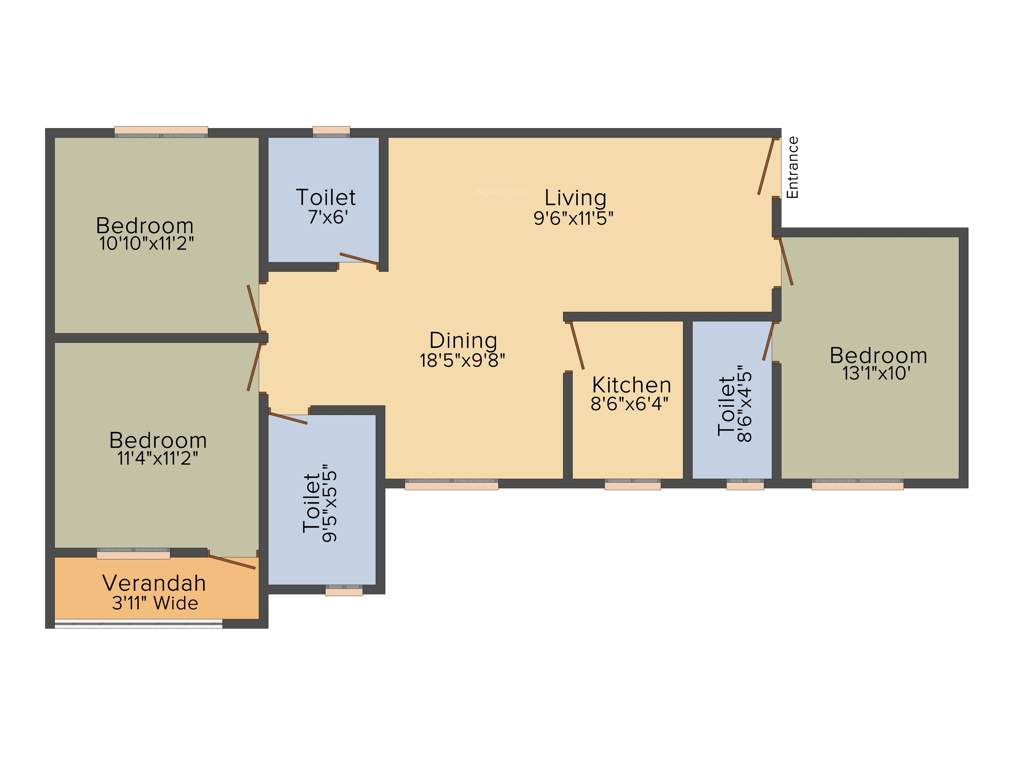 Indicon Neer Apartment (3BHK+3T (1,468 sq ft) 1468 sq ft)