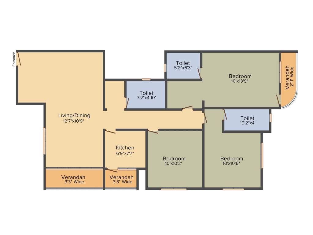 Indicon Neer Apartment (3BHK+3T (1,525 sq ft) 1525 sq ft)