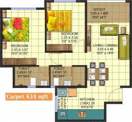 Kumar Pebble Park (2BHK+2T (855 sq ft) 855 sq ft) Kumar Pebble Park (2BHK+2T (855 sq ft) 855 sq ft)