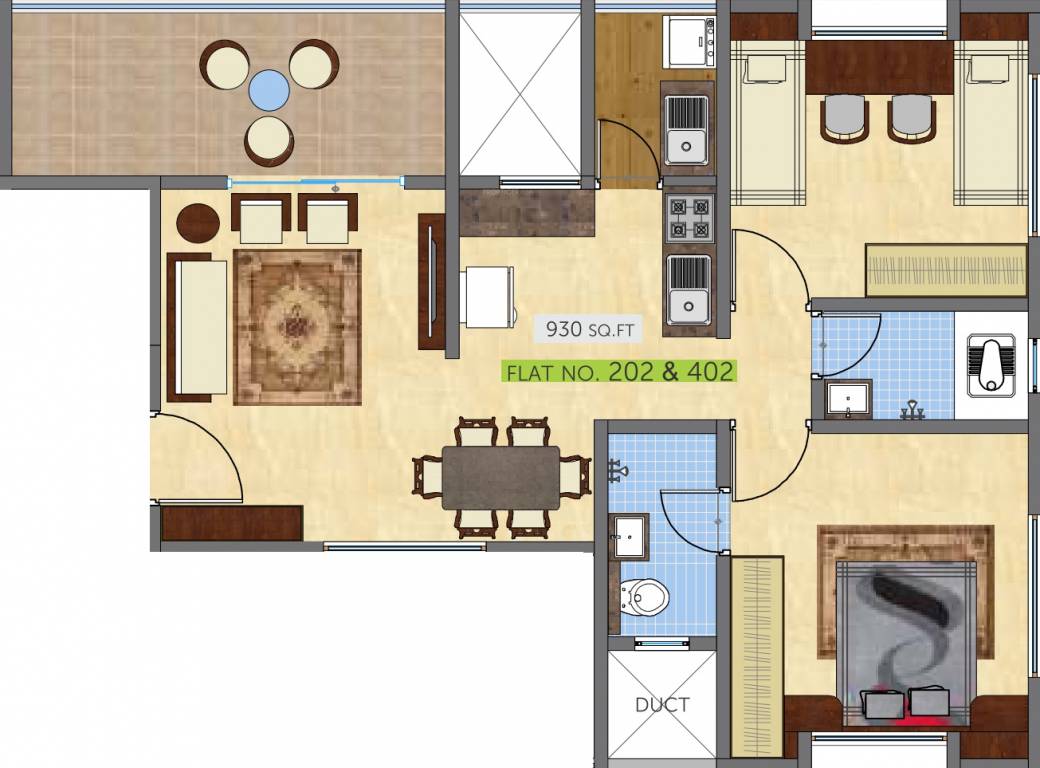 Swaraa Nature Park (2BHK+2T (930 sq ft) 930 sq ft)