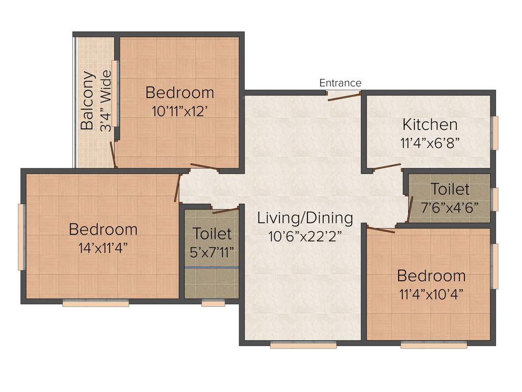 Hi Rise Apartment Makers Pvt Ltd South View Residency (3BHK+3T (1,375 sq ft) 1375 sq ft)