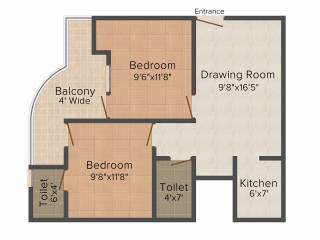 Dreamz Hardik Tower 1 (2BHK+2T (980 sq ft) 980 sq ft)