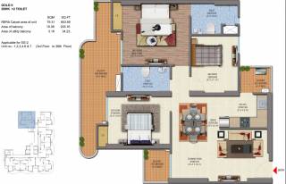 Saya Gold Avenue (3BHK+2T (1,480 sq ft) 1480 sq ft)
