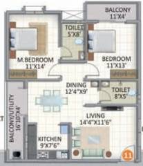 ASN Galaxy (2BHK+2T (1,170 sq ft) 1170 sq ft)