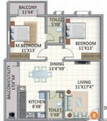 ASN Galaxy (2BHK+2T (1,238 sq ft) 1238 sq ft)
