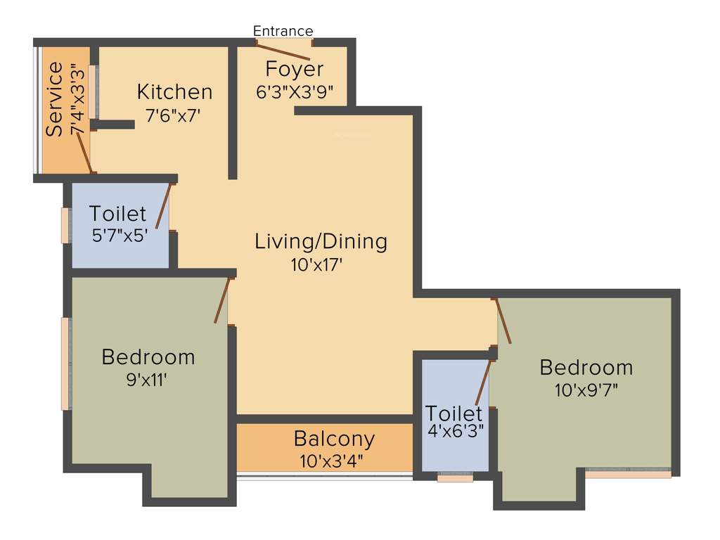 RK RK Enclave (2BHK+2T (836 sq ft) 836 sq ft)