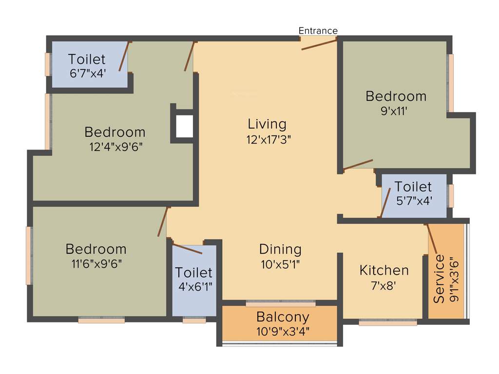 RK RK Enclave (3BHK+3T (1,274 sq ft) 1274 sq ft)