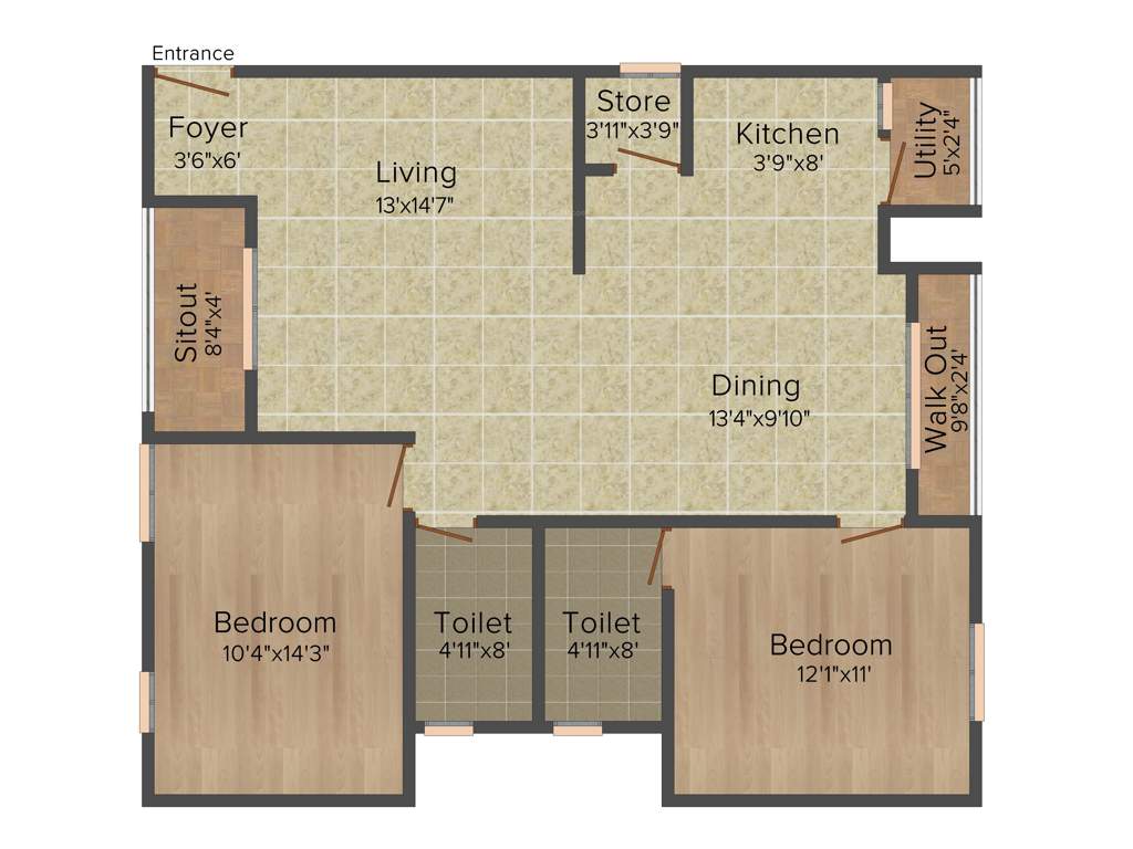 Vibrant Advaitha (2BHK+2T (1,214 sq ft) 1214 sq ft)