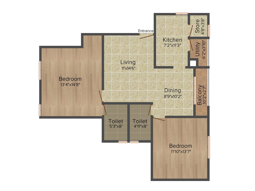 Vibrant Advaitha (2BHK+2T (1,243 sq ft) 1243 sq ft)