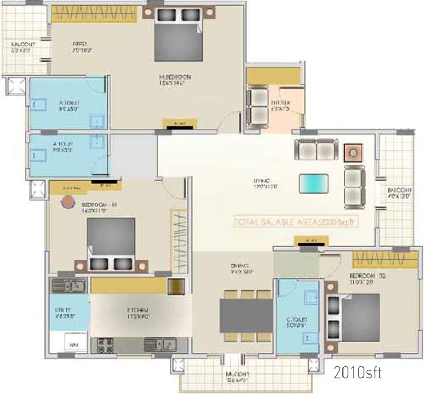 Cinoti Allure (3BHK+3T (2,010 sq ft) 2010 sq ft)