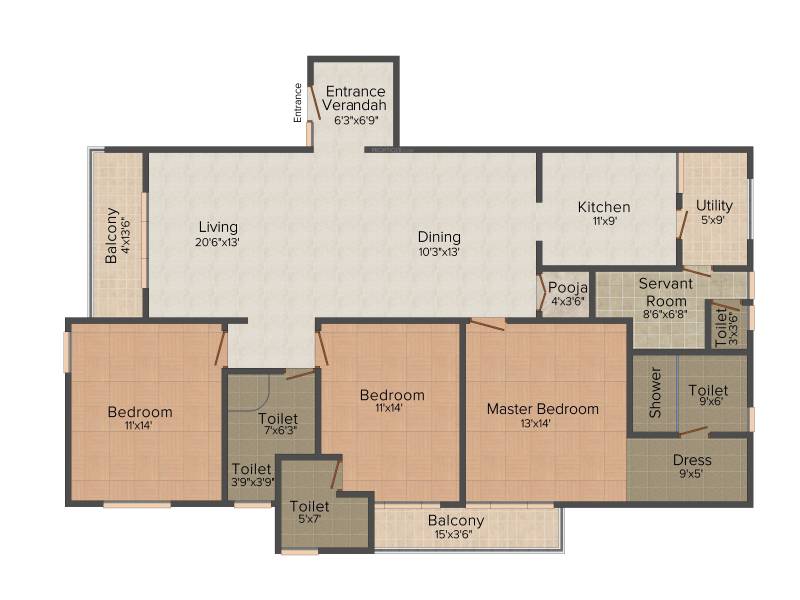 Cinoti Allure (3BHK+3T (1,990 sq ft) + Servant Room 1990 sq ft)