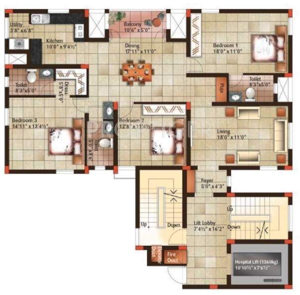 Indus Amber (3BHK+3T (1,850 sq ft) 1850 sq ft)