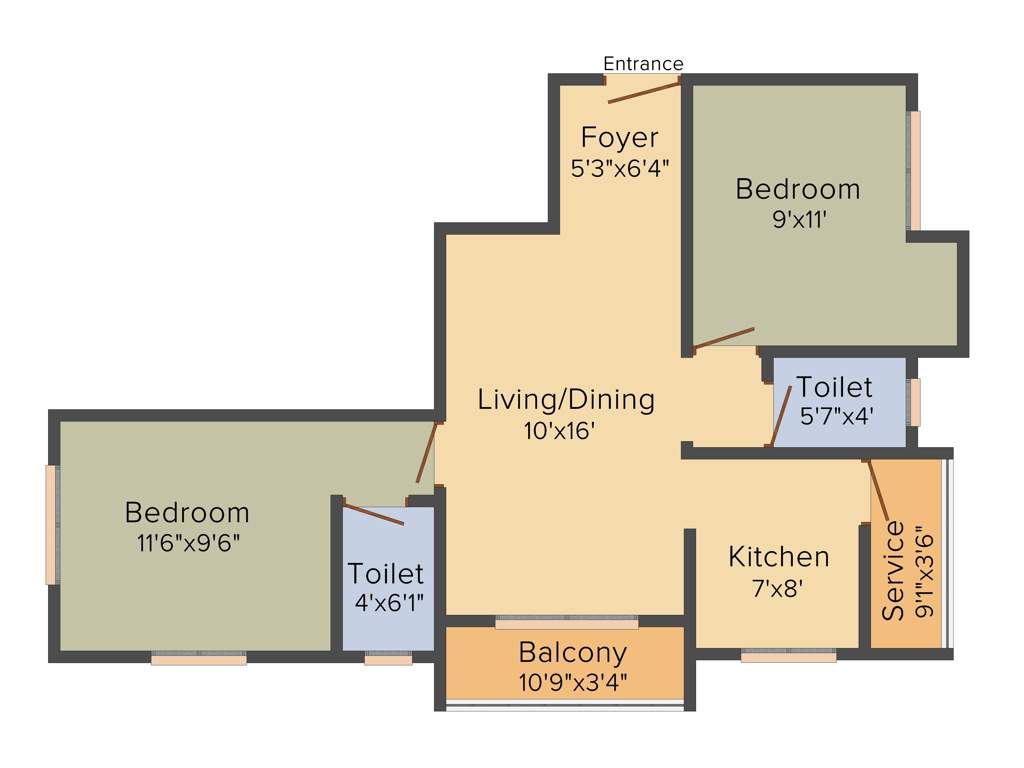 RK RK Enclave (2BHK+2T (846 sq ft) 846 sq ft)