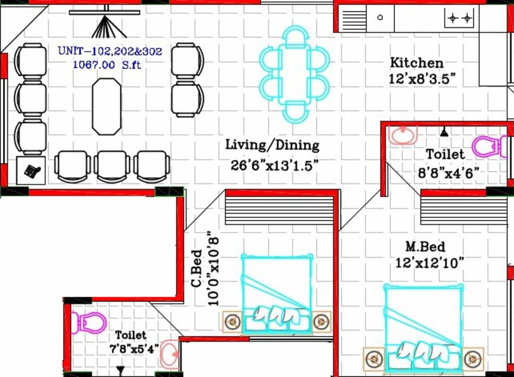 Bindu Ashish (2BHK+2T (1,067 sq ft) 1067 sq ft)
