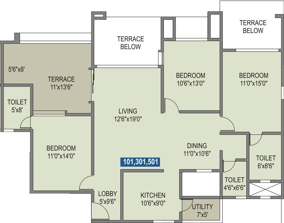 Rohan Tarang (3BHK+3T (1,498 sq ft) 1498 sq ft)