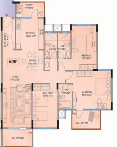 Mantri Mantri Flora (3BHK+3T (1,695 sq ft) 1695 sq ft)