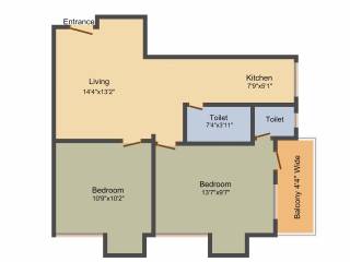 Apex Basushree Housing (2BHK+2T (871 sq ft) 871 sq ft)