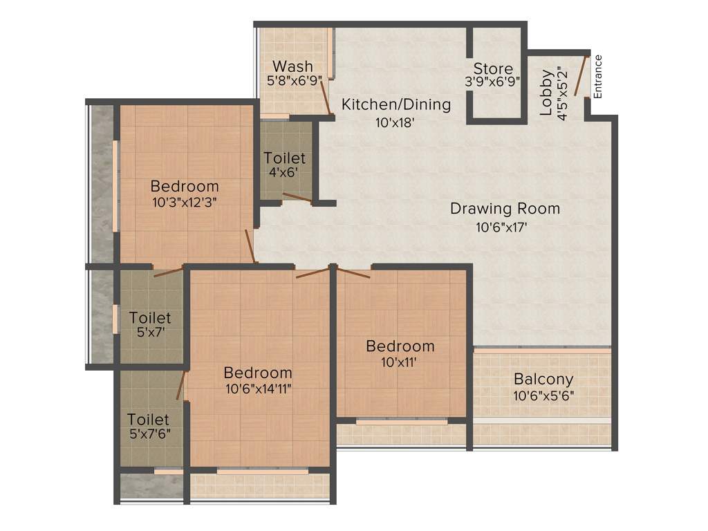 Sangani Shaligram Lakeview (3BHK+3T (2,289 sq ft) 2289 sq ft)