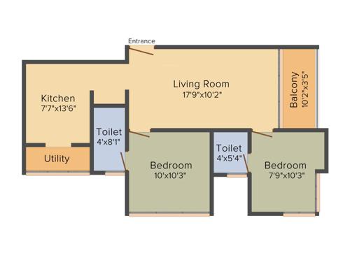 IK Aariv Exotica (2BHK+2T (883 sq ft) 883 sq ft)