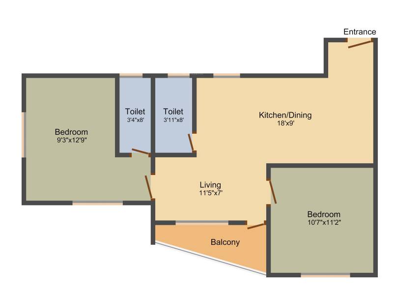 Ethics Sudha Apartment (2BHK+2T (881 sq ft) 881 sq ft)