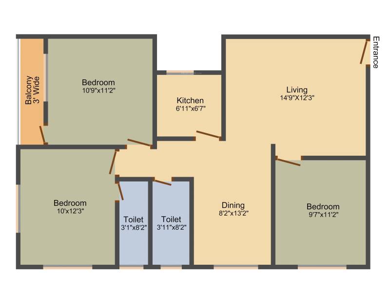 Ethics Sudha Apartment (3BHK+2T (1,155 sq ft) 1155 sq ft)