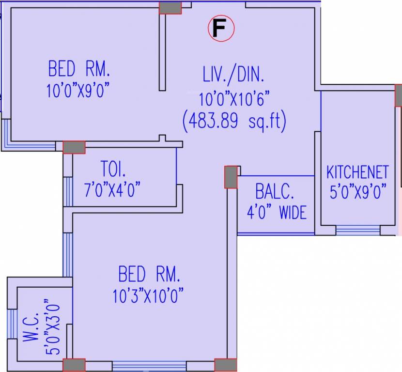 Riya Oxford Square (1BHK+1T (613 sq ft) 613 sq ft)