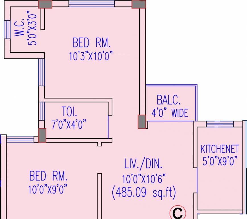 Riya Oxford Square (1BHK+1T (615 sq ft) 615 sq ft)
