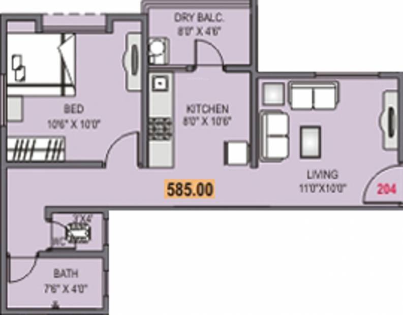 Swaraa 133 Orange Tree (1BHK+1T (585 sq ft) 585 sq ft)