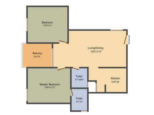 Purnima Platina (2BHK+2T (1,150 sq ft) 1150 sq ft)