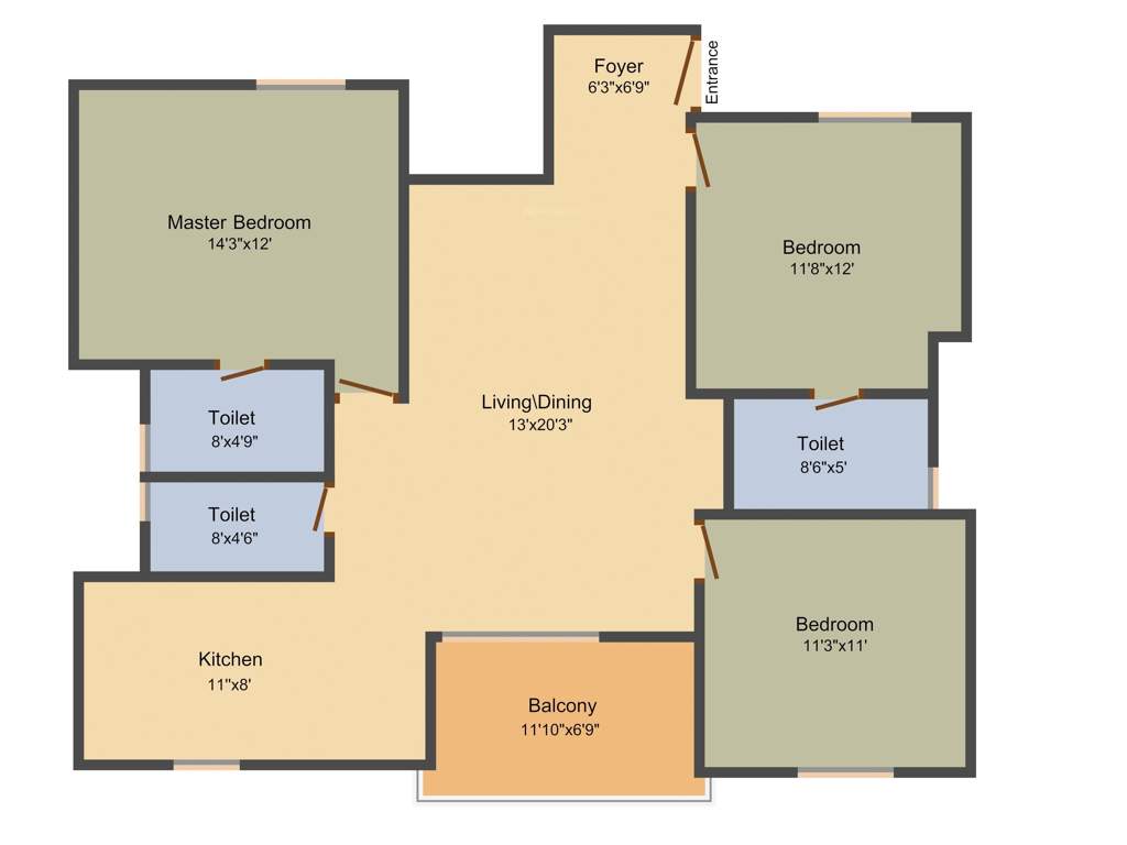 Purnima Platina (3BHK+3T (1,550 sq ft) 1550 sq ft)