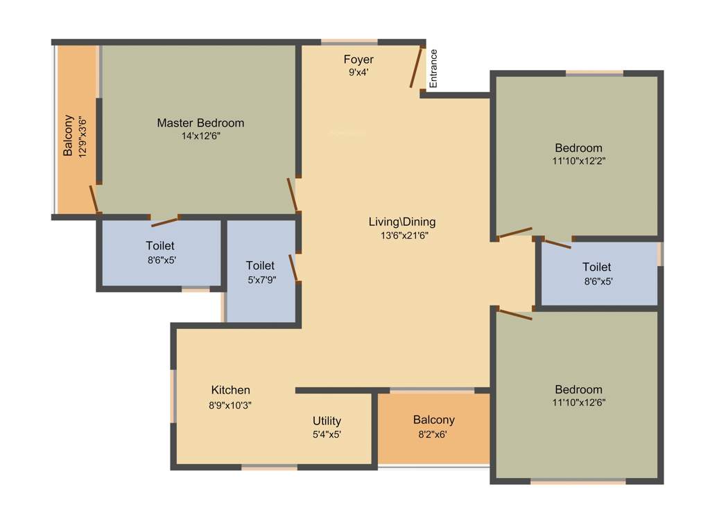 Purnima Platina (3BHK+3T (1,655 sq ft) 1655 sq ft)