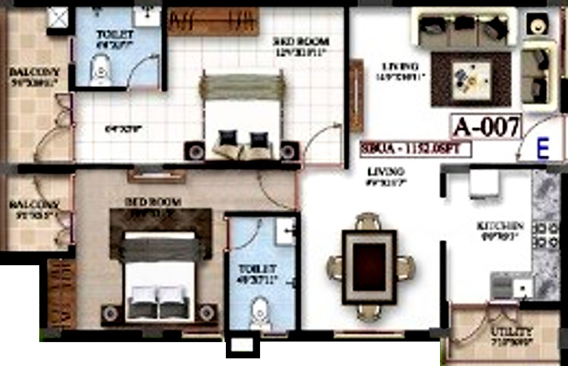 Platina Exotica (2BHK+2T (1,152 sq ft) 1152 sq ft) Platina Exotica (2BHK+2T (1,152 sq ft) 1152 sq ft)