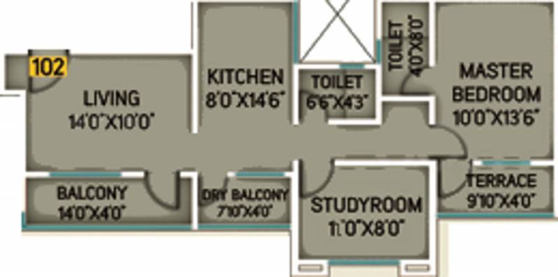 Vishwas Yashraj Primo (1BHK+2T (944 sq ft) + Study Room 944 sq ft)