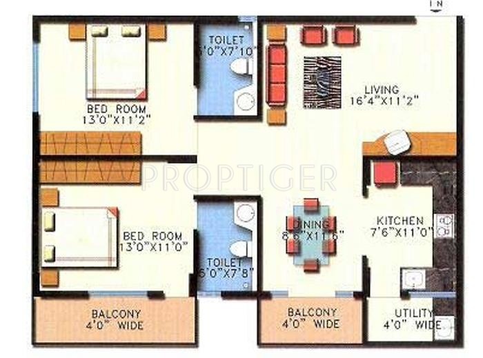 Balaji Pristine (2BHK+2T (1,190 sq ft) 1190 sq ft)