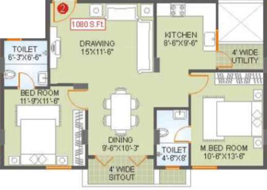 Saroj Habitat (2BHK+2T (1,080 sq ft) 1080 sq ft)