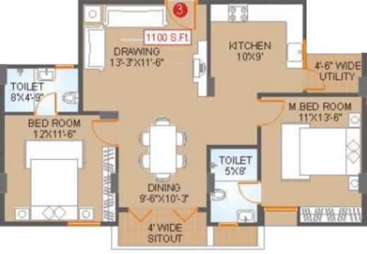 Saroj Habitat (2BHK+2T (1,100 sq ft) 1100 sq ft)