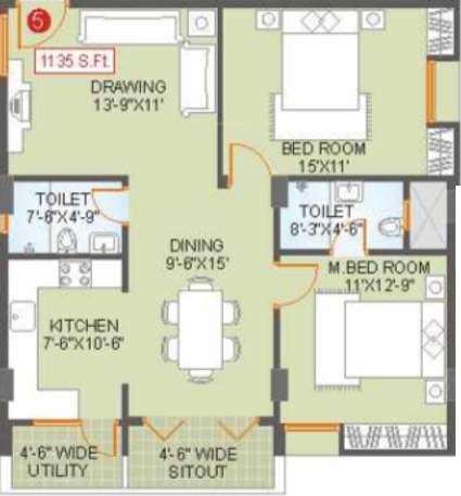 Saroj Habitat (2BHK+2T (1,135 sq ft) 1135 sq ft)