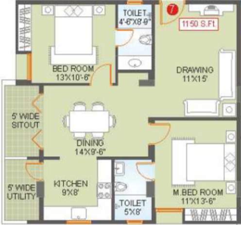 Saroj Habitat (2BHK+2T (1,150 sq ft) 1150 sq ft)