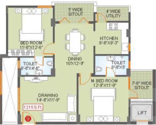 Saroj Habitat (2BHK+2T (1,215 sq ft) 1215 sq ft)