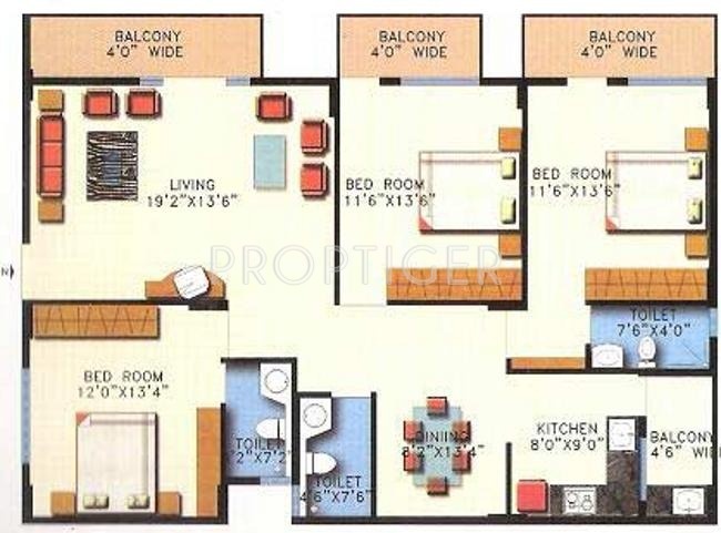 Balaji Pristine (3BHK+3T (1,675 sq ft) 1675 sq ft)