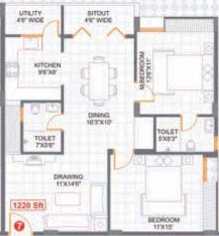 Saroj Cosmos (2BHK+2T (1,220 sq ft) 1220 sq ft)