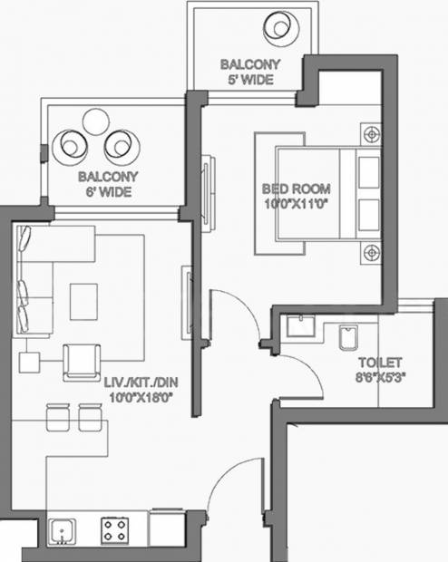 Saha Cordillera (1BHK+1T (795 sq ft) 795 sq ft)