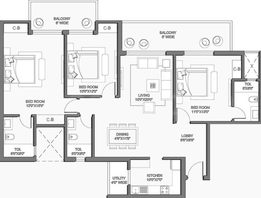 Saha Cordillera (3BHK+3T (1,695 sq ft) 1695 sq ft)