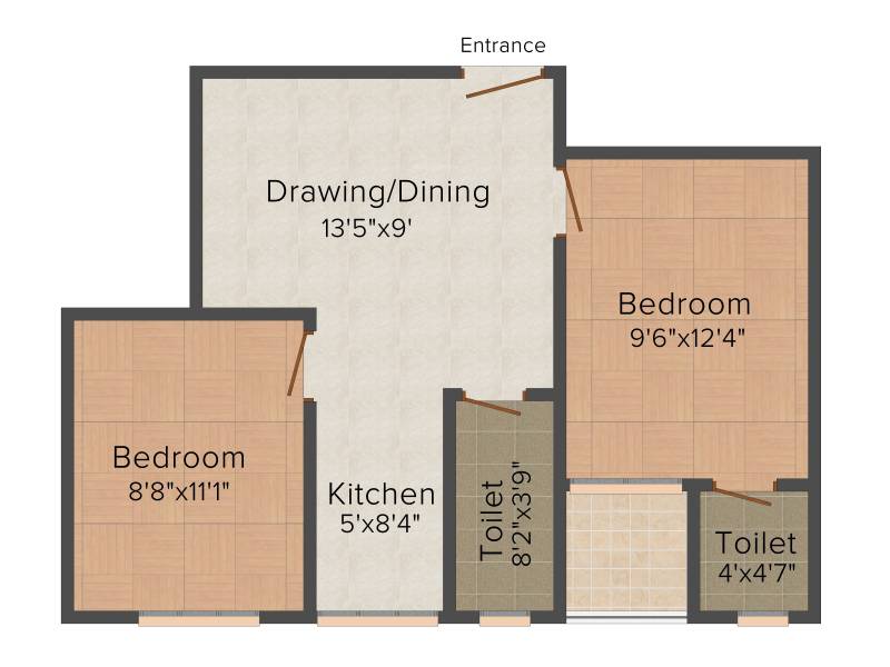 SG Alokananda (2BHK+2T (758 sq ft) 758 sq ft)