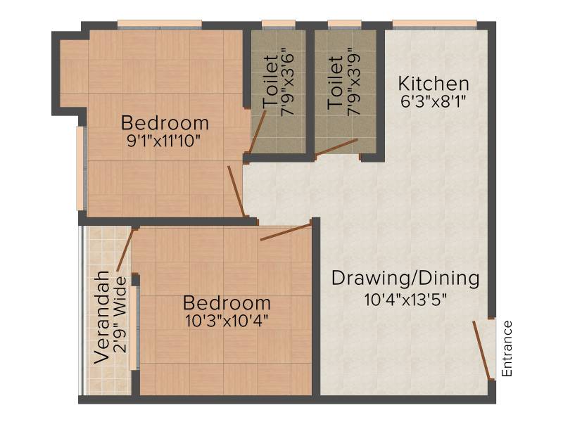 SG Alokananda (2BHK+2T (815 sq ft) 815 sq ft)