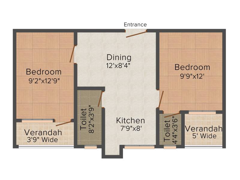 SG Alokananda (2BHK+2T (835 sq ft) 835 sq ft)