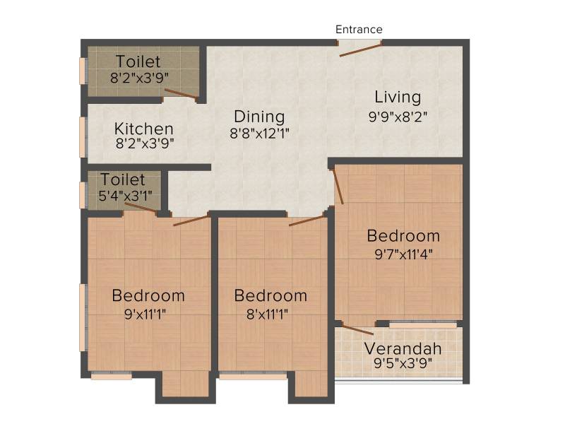 SG Alokananda (3BHK+3T (995 sq ft) 995 sq ft)